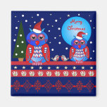 Ímã decorativo bonito do Natal com corujas & texto Imã De Refrigerador