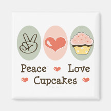 Ímã dos cupcakes do amor da paz imã de geladeira