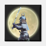 Ímã japonês da arte do samurai & da Lua cheia Imãs De Geladeira