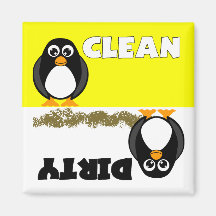 Ímã limpo/sujo do pinguim bonito da máquina de lav ima de geladeira