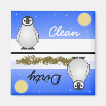 Ímã limpo/sujo do pinguim bonito da máquina de lav imã