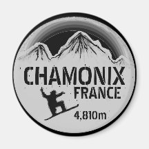Ímã preto da arte do snowboard de Chamonix France Imãs De Geladeira