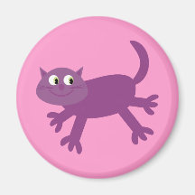 Ímã running roxo engraçado do rosa do gato dos des