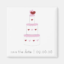 Imã salve a data com design do bolo de casamento