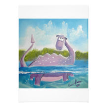Imagem bonito do monstro de Loch Ness Convite Personalizado