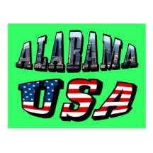 Imagem de Alabama e de bandeira dos EUA pia batism Cartões Postais