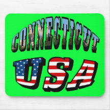 Imagem de Connecticut e de bandeira dos EUA texto Mousepads