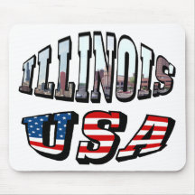 Imagem de Illinois e de bandeira dos EUA texto Mousepads