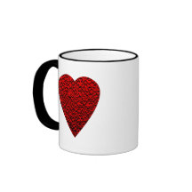 Imagem vermelha brilhante do coração caneca