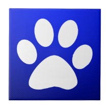 Impressão azul da pata azulejos