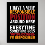 Impressão cómico do poster da posição responsável