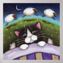 Impressão da arte do gato da fantasia dos sonhos d