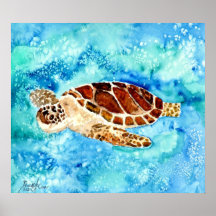 impressão da pintura da tartaruga de mar na arte d