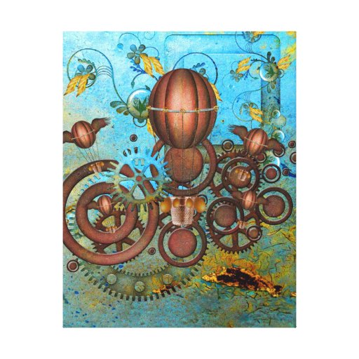 Impressão das canvas do Aqua & do cobre da colagem Impressão De Canvas Esticadas