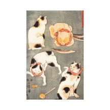 Impressão das canvas dos gatos de Kuniyoshi quatro Impressão Em Tela Canvas