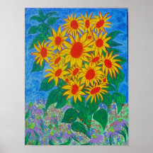Impressão das canvas - girassóis no jardim