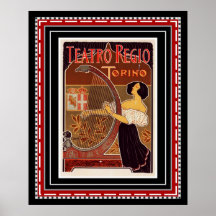 Impressão do art deco de Teatro REGIO Torino do po