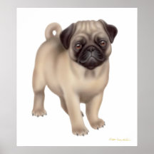 Impressão do filhote de cachorro do Pug