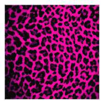 Impressão do leopardo do rosa quente convites personalizados