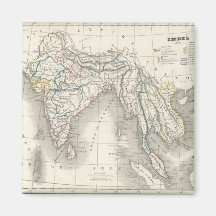 Impressão do mapa de India do Velho Mundo do vinta Imas