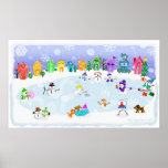 Impressão do poster da arte do dia da neve do Nata