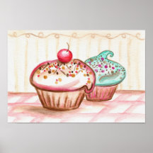 Impressão do poster da arte popular dos cupcakes