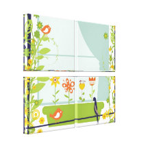 Impressão retro das canvas dos pássaros e das flor impressão em canvas