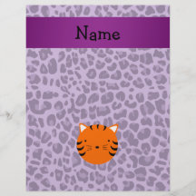 Impressão roxo personalizado do leopardo da cara c panfleto