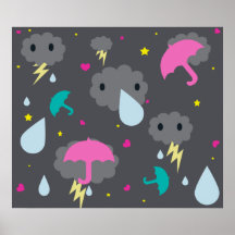 Impressão tormentoso das nuvens de Kawaii