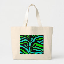 Impressão verde e azul abstrato 2 da zebra bolsas para compras