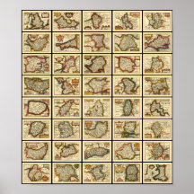 Inglaterra, Wales e todos os mapas ingleses do con Posters