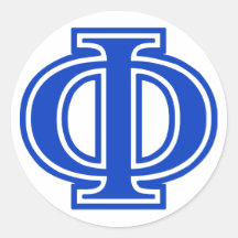 Inicial azul do monograma da phi grega da letra adesivo