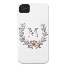 Inicial personalizada grinalda do monograma do vin iPhone 4 capa