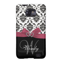 Inicial personalizada, rosa, cor damasco preta capas para galaxy s2