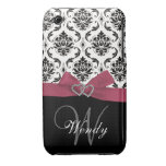 Inicial personalizada, rosa, cor damasco preta capas iPhone 3