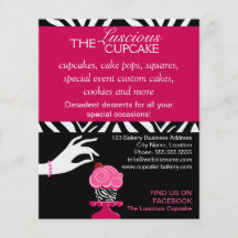 Insecto Sassy da padaria do cupcake da zebra Panfletos Personalizados