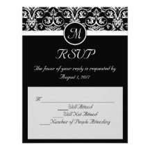 Insígnias grandes pretas que Wedding RSVP de harmo Convite Personalizados