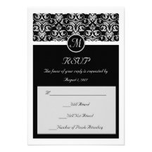 Insígnias grandes pretas que Wedding RSVP pequeno  Convite Personalizados