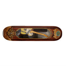 Instrumento - guitarra - que joga em uma banda skate boards