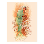 Inverno - arte Nouveau de Alphonse Mucha Cartão Postal