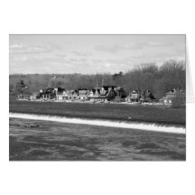 Inverno b/w da fileira do Boathouse Cartão