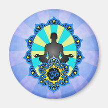Ioga Aum da meditação, azul e amarelo Ima