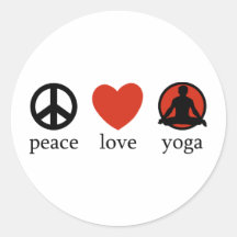 Ioga do amor da paz adesivos em formato redondos