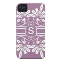 iPhone Monogrammed 4 das flores brancas: Roxo iPhone 4 Capas