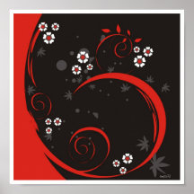 j0433079, eazo72Blk/floral vermelho Posteres