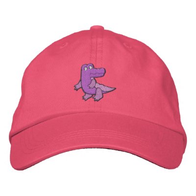 Jacaré roxo cor-de-rosa bonito pequeno boné bordado Jacaré roxo cor-de-rosa bonito pequeno boné bordado