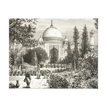 Jardim de Agra da abóbada da arquitetura de Taj Ma Impressão Em Canvas