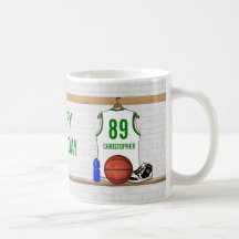 Jérsei personalizado do basquetebol (whitegreen) canecas