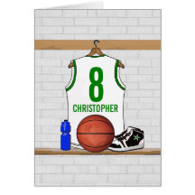Jérsei personalizado do basquetebol (whitegreen) cartao