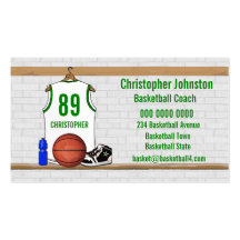 Jérsei personalizado do basquetebol (whitegreen) modelo cartões de visitas